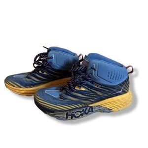 Hoka Blue and Yellow Running Shoes